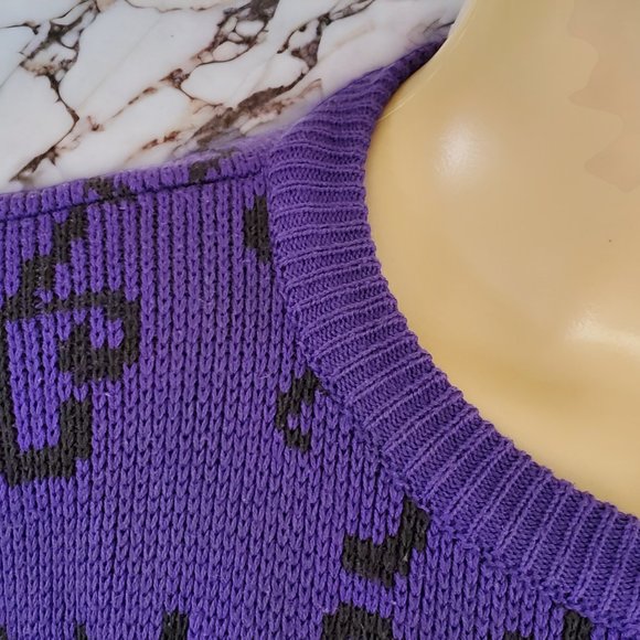 Jimmy Garcia Cardigan Sweater Women's M Purple Black Long Sleeve Button Acrylic - Picture 8 of 11